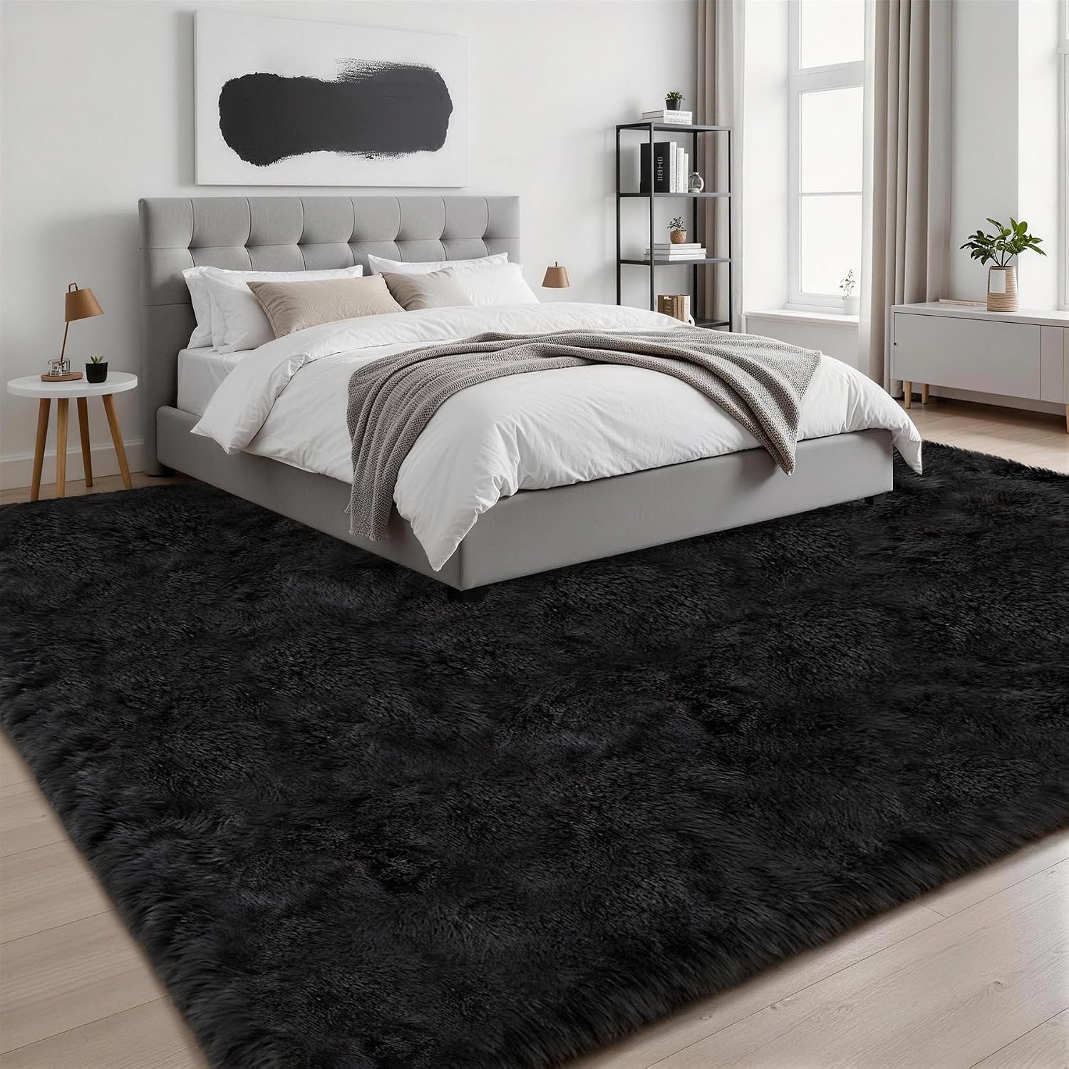 Detalle de 8x10 Ultra Soft Shag Rug: Non-Slip, Non-Shedding Plush Carpet for Living Room or Bedroom