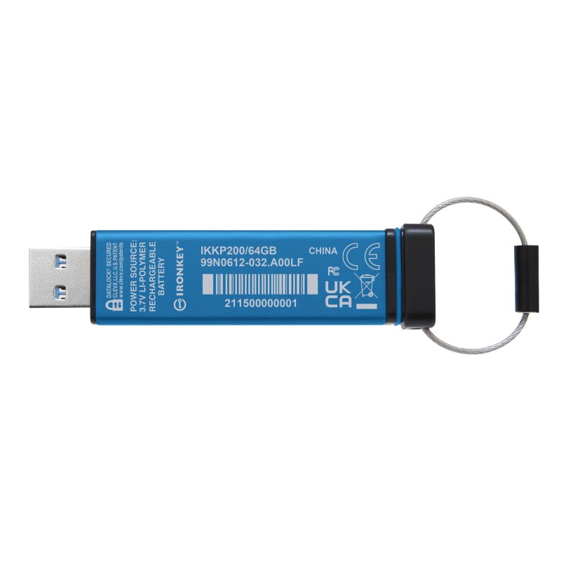 Detalle 2 de Kingston IronKey Keypad 200 64GB USB 3.2 Azul: seguridad con teclado y cifrado hardware