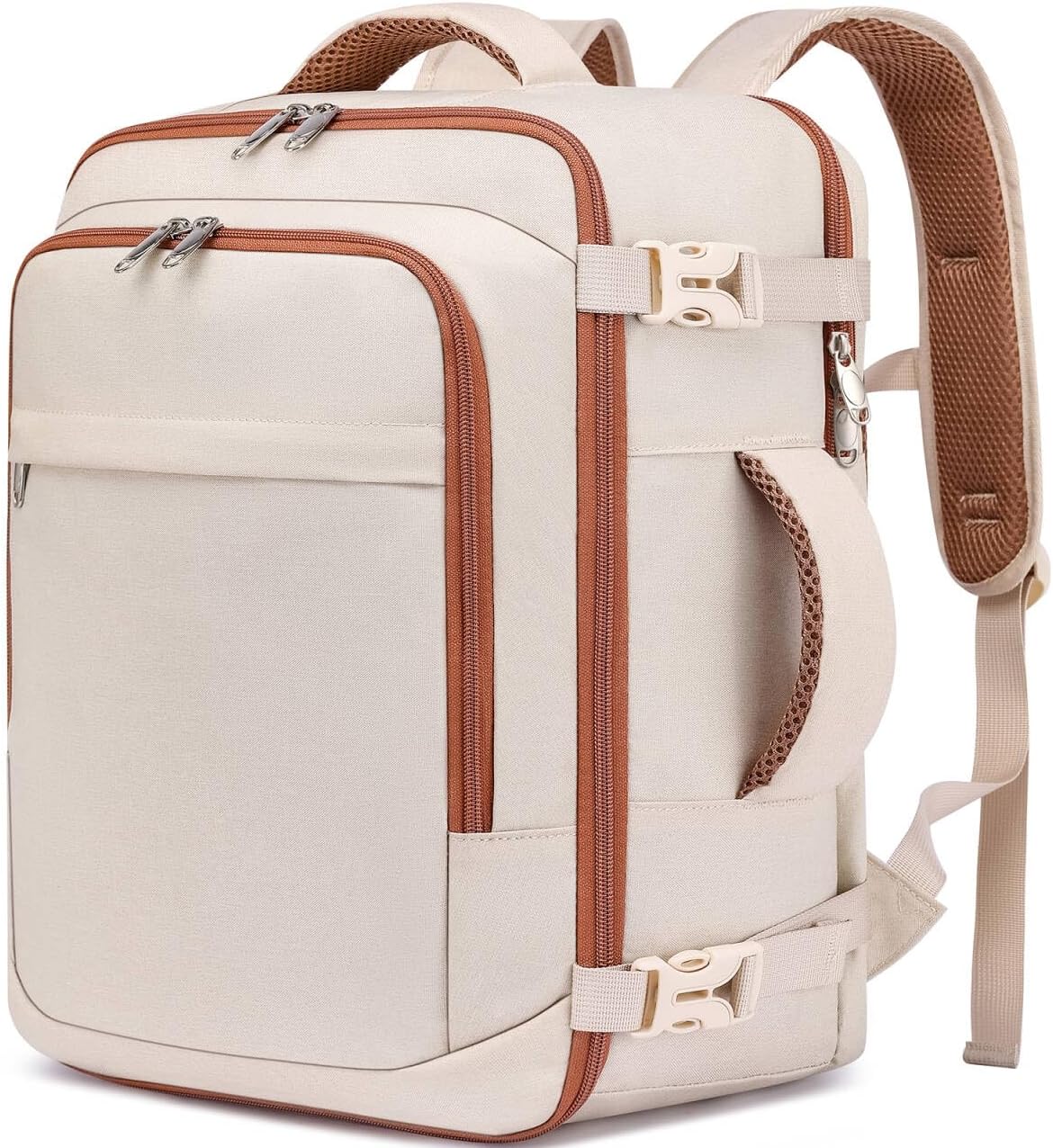 Detalle de ENZOSUM Ryanair cabin bag 40x30x20 underseat travel backpack for women (beige)