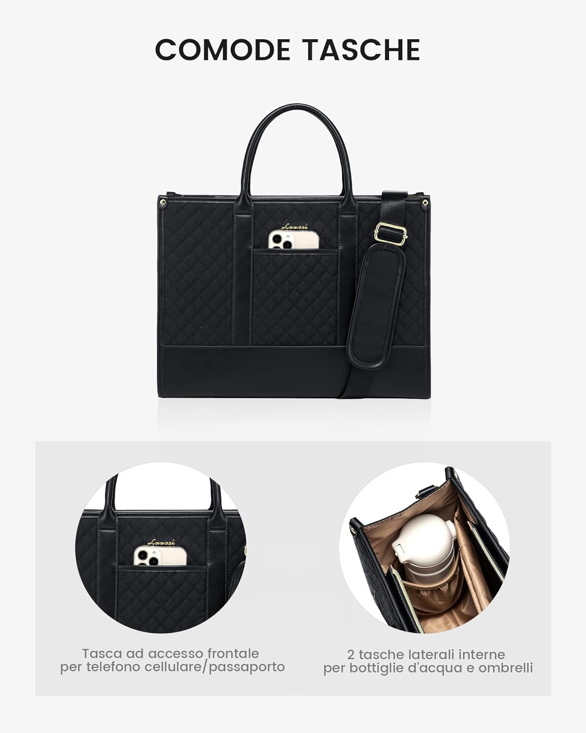 Thumbnail 5 de LOVEVOOK Borsa università donna grande porta PC impermeabile con tracolla regolabile