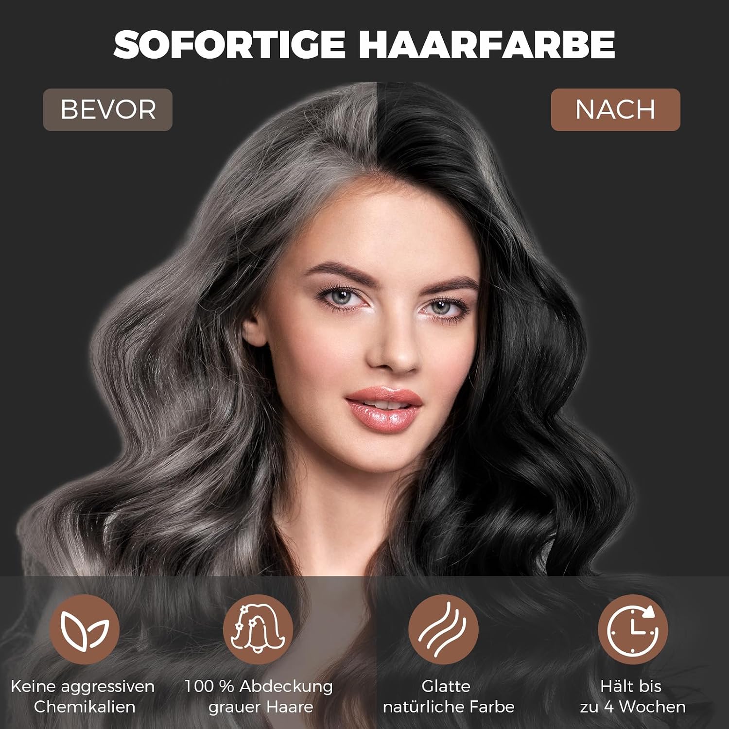 Detalle 2 de Black Hair Dye Shampoo Haarfarbe Schwarz 500 ml