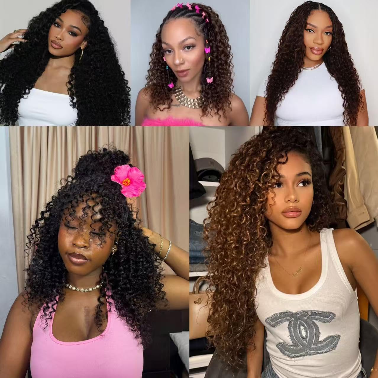 Thumbnail 5 de Limited Beauty Deep Wave Crochet Human Hair Extensions (2 Packs, 120g) – 22inch, Knotless & Pre-Separated