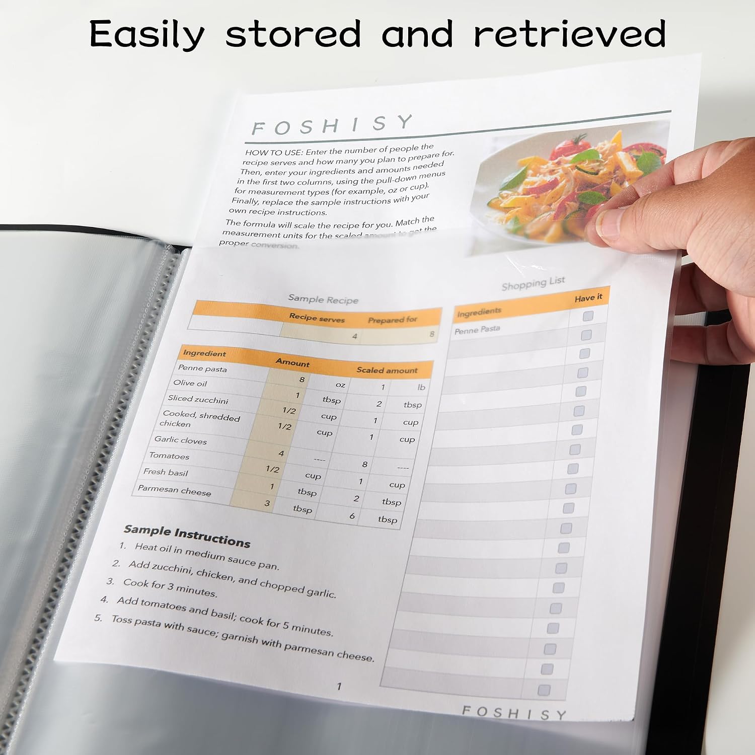 Detalle de FOSHISY 60-Pocket A4 Binder with Plastic Sleeves (Black, 60 Pockets, 6 Pack)