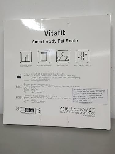 Thumbnail 8 de Vitafit Bilancia Pesapersone Smart Alta Precisione 0,05 kg, 182 kg, LED, Nero