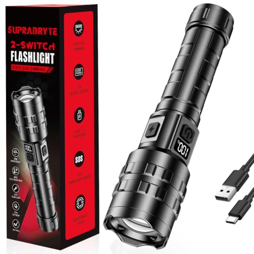 Detalle de SupraBryte SA6221 LED-Taschenlampe mit USB-C, LCD-Anzeige und Zoomstrahl