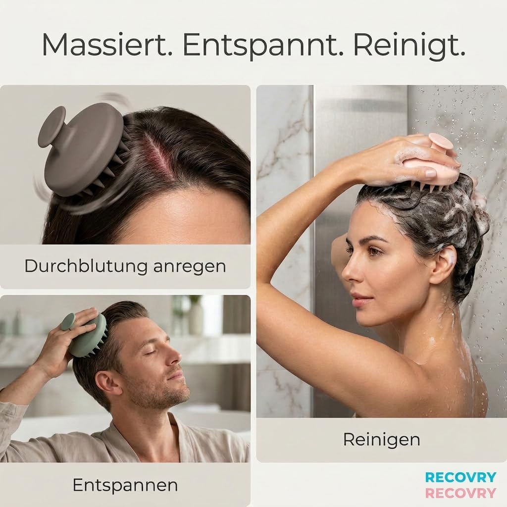 Thumbnail 2 de Premium Kopfhaut Massagebürste aus Silikon – Rosé Quarz, sanfte Durchblutung & Kopfhaut-Peeling