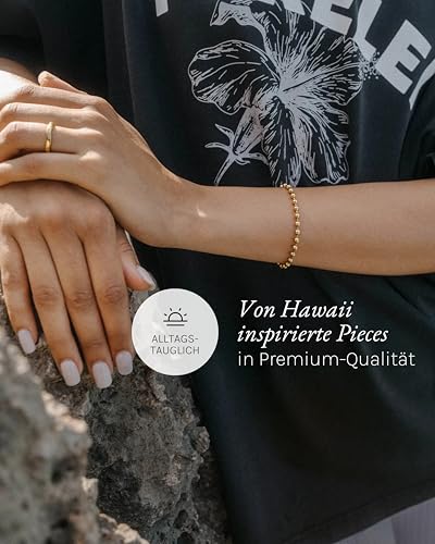 Detalle de Purelei Anxiety Bubble Armband (Gold) – Verstellbares Edelstahlarmband mit Hawaii-Feeling