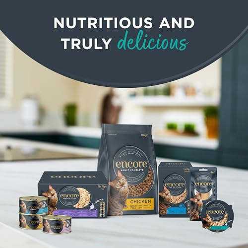 Detalle de Encore 100% Natural Wet Cat Food – Chicken Selection in Broth (12 x 70g tins)