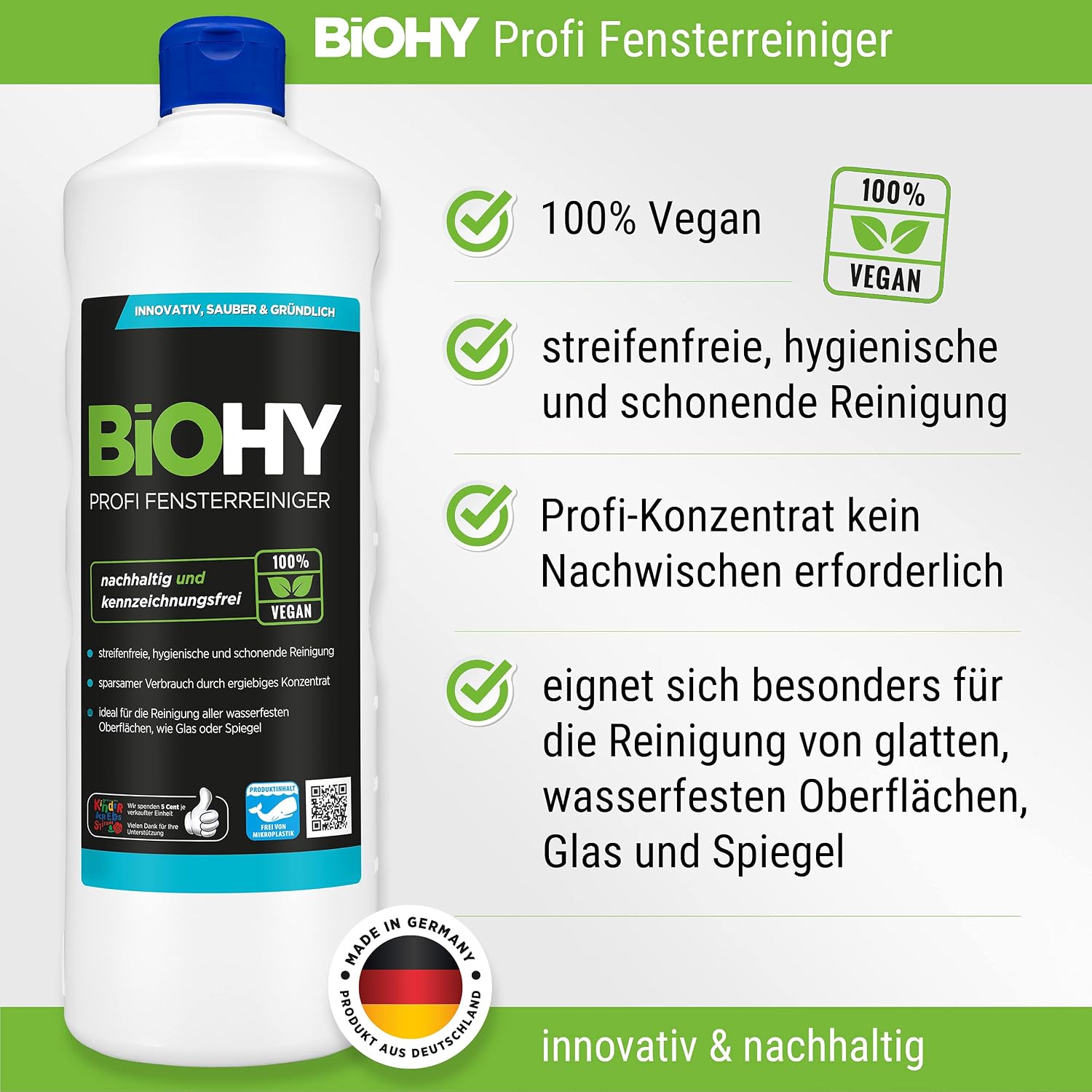 Detalle de BIOHY Zestaw koncentratów do szyb i powierzchni, 3 × 1 l