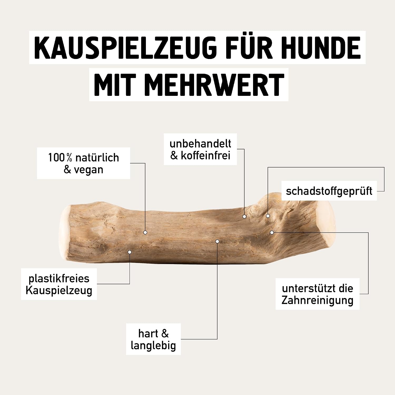 Detalle de Kauies Kaffeeholz für Hunde – natürliches, veganes Kauholz (koffeinfrei & kalorienfrei), 2er Pack Größe L ab 20 kg