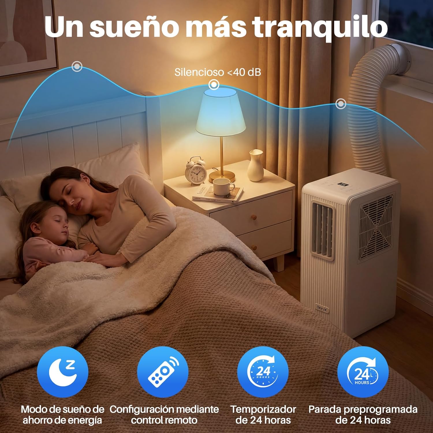 Thumbnail 5 de OKYUK Condizionatore portatile a risparmio energetico 200 W (R290) 3 in 1 con tubo di scarico bianco