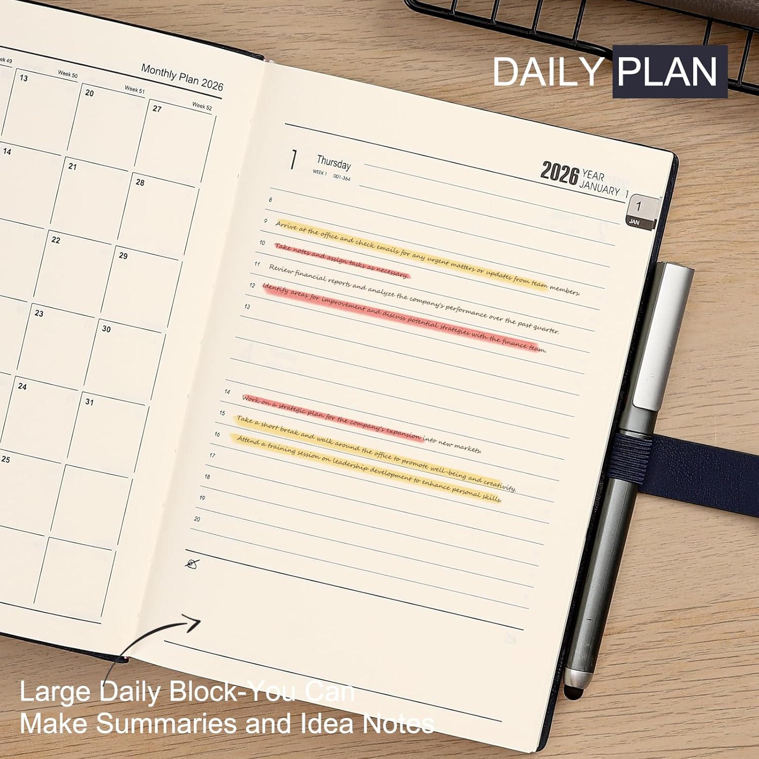 Thumbnail 5 de Mljtoyo Diary 2026 Day-to-Page A5: Jan–Dec 2026 Daily Planner with Hardcover, Stickers & Premium Paper
