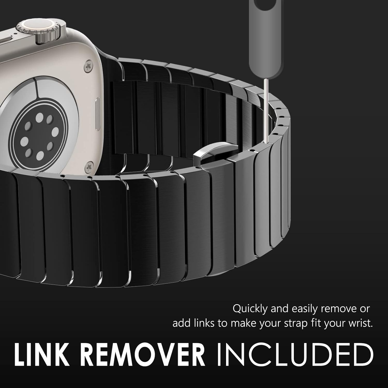 Thumbnail 4 de Fullife stainless steel metal strap for Apple Watch (49mm to 42mm) – black