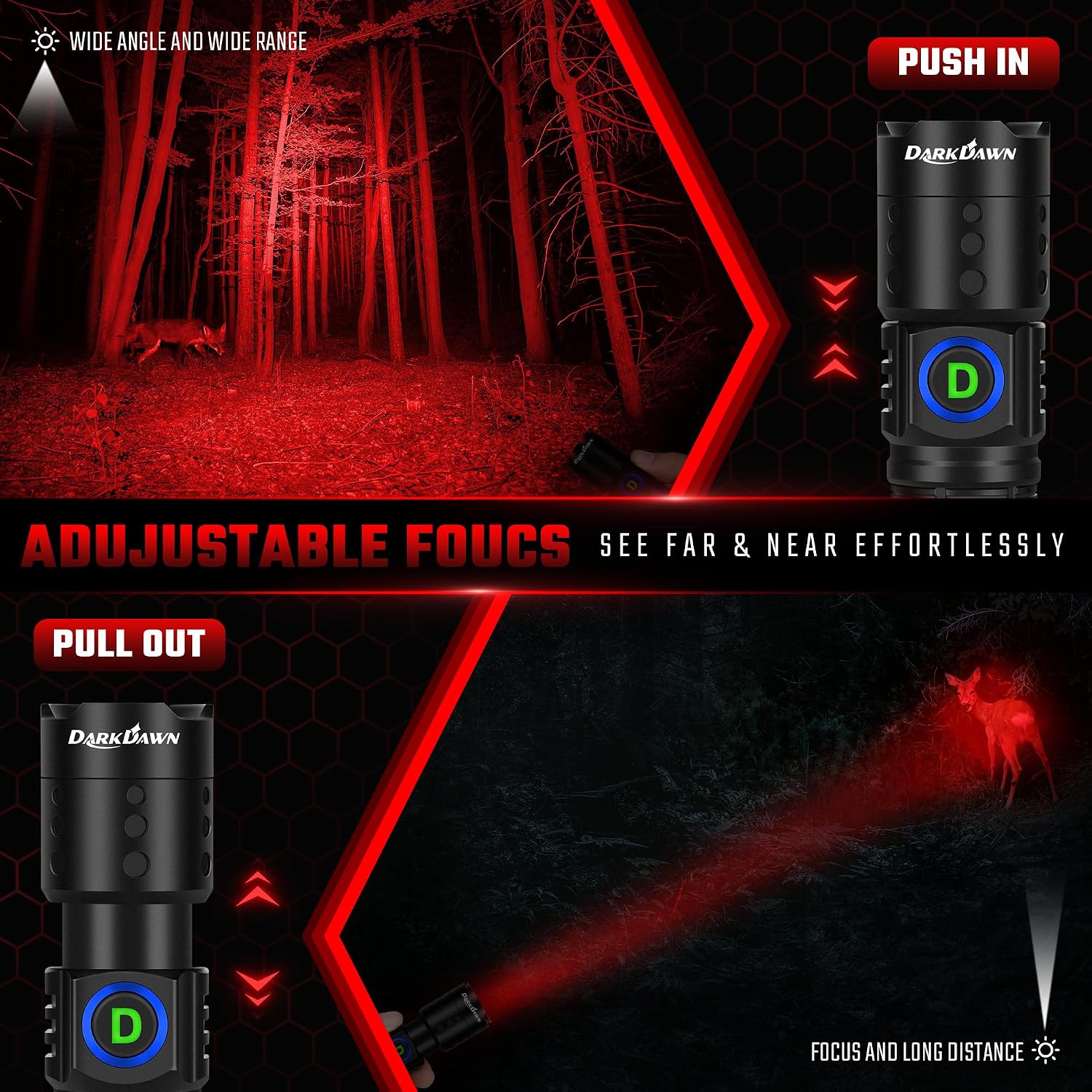 Thumbnail 6 de DARKDAWN Red Light Flashlight Aluminum Alloy