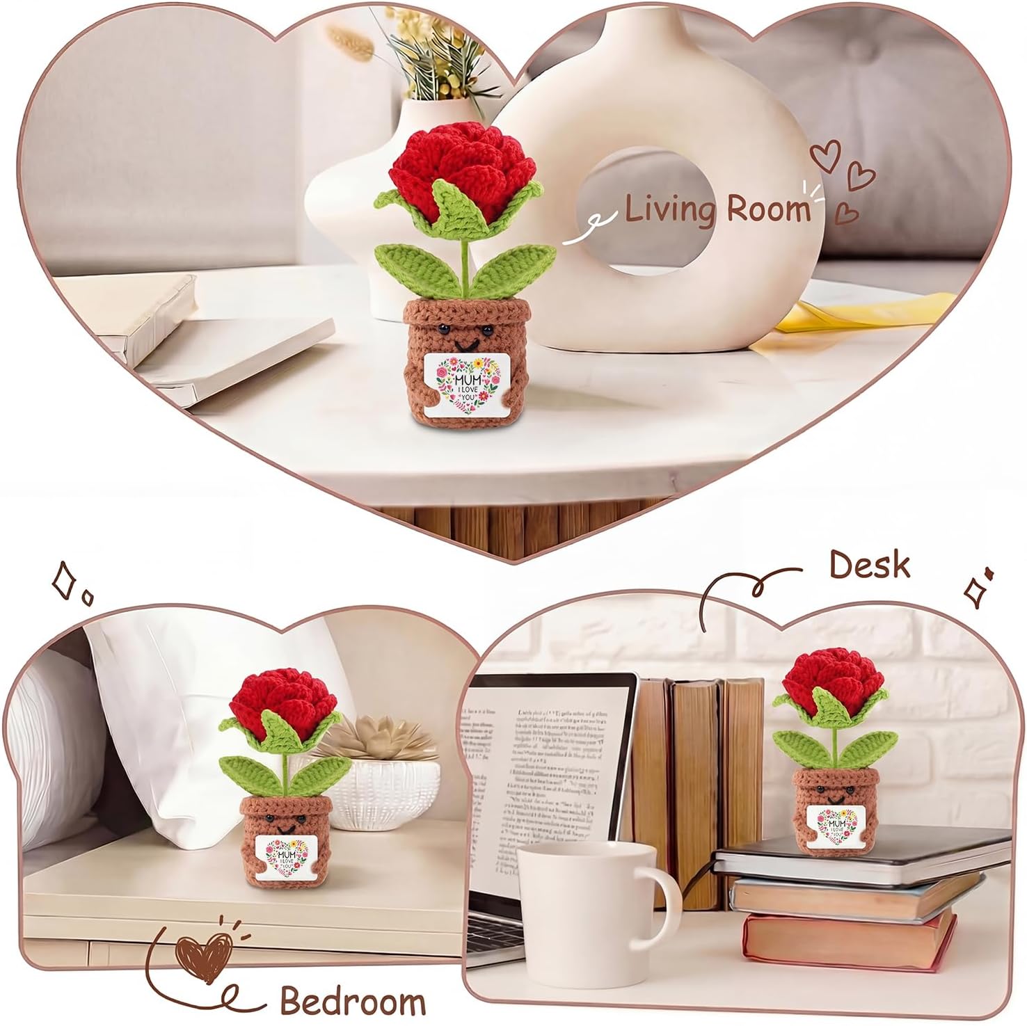 Detalle de Mothers Day Gift for Mum: Handmade Positive Roses Doll Crochet with Card