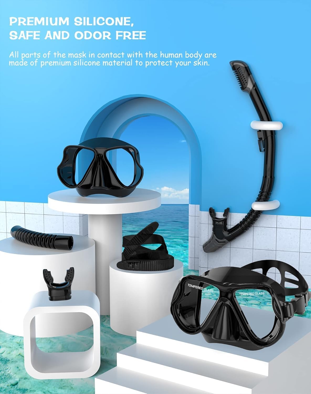 Thumbnail 6 de Karvipark Dry Snorkel Set with Anti-Fog Panoramic Snorkelling Goggle (Adults)