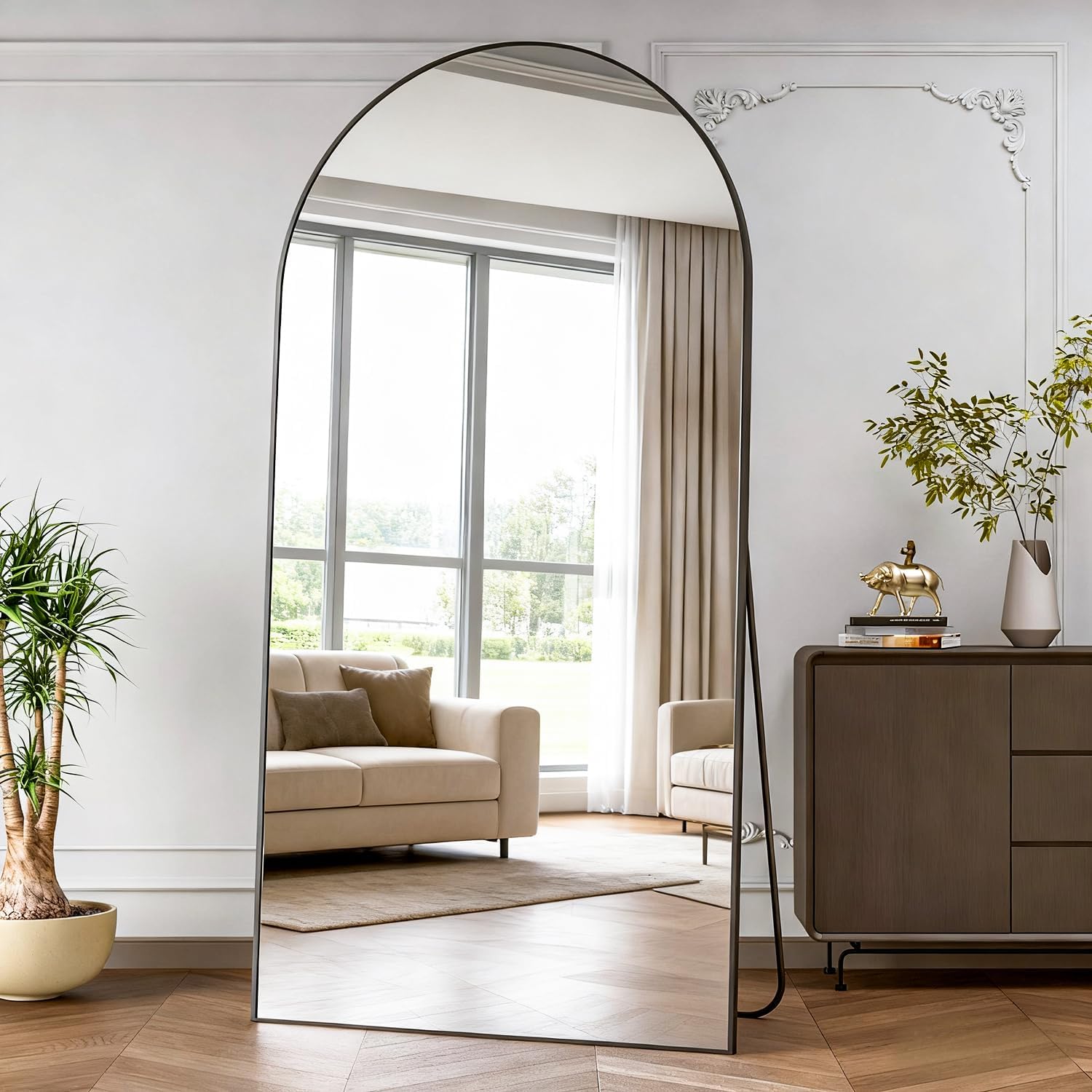 Thumbnail 6 de Elemango Full length Floor Mirror, vloerspiegel met boog, aluminium frame, goud