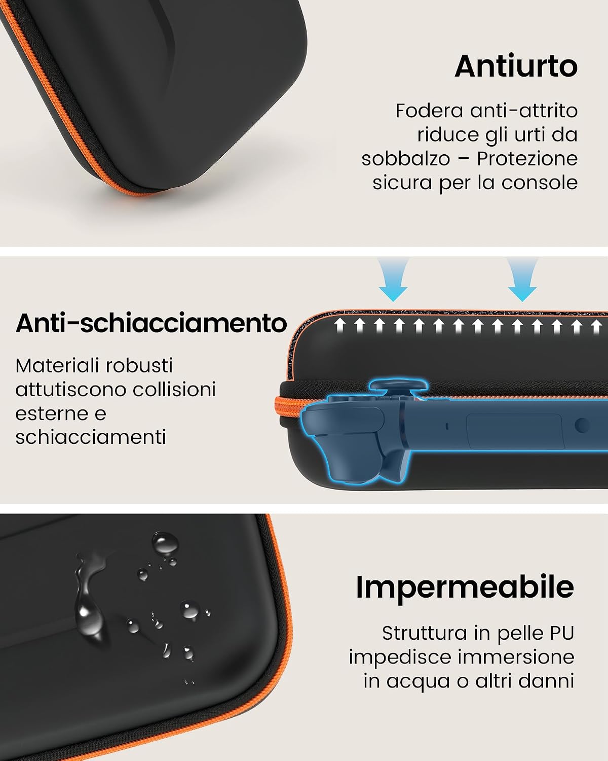 Detalle 2 de Custodia rigida da viaggio per Nintendo Switch 2 con alloggiamento alimentatore e 12 slot giochi (nero)