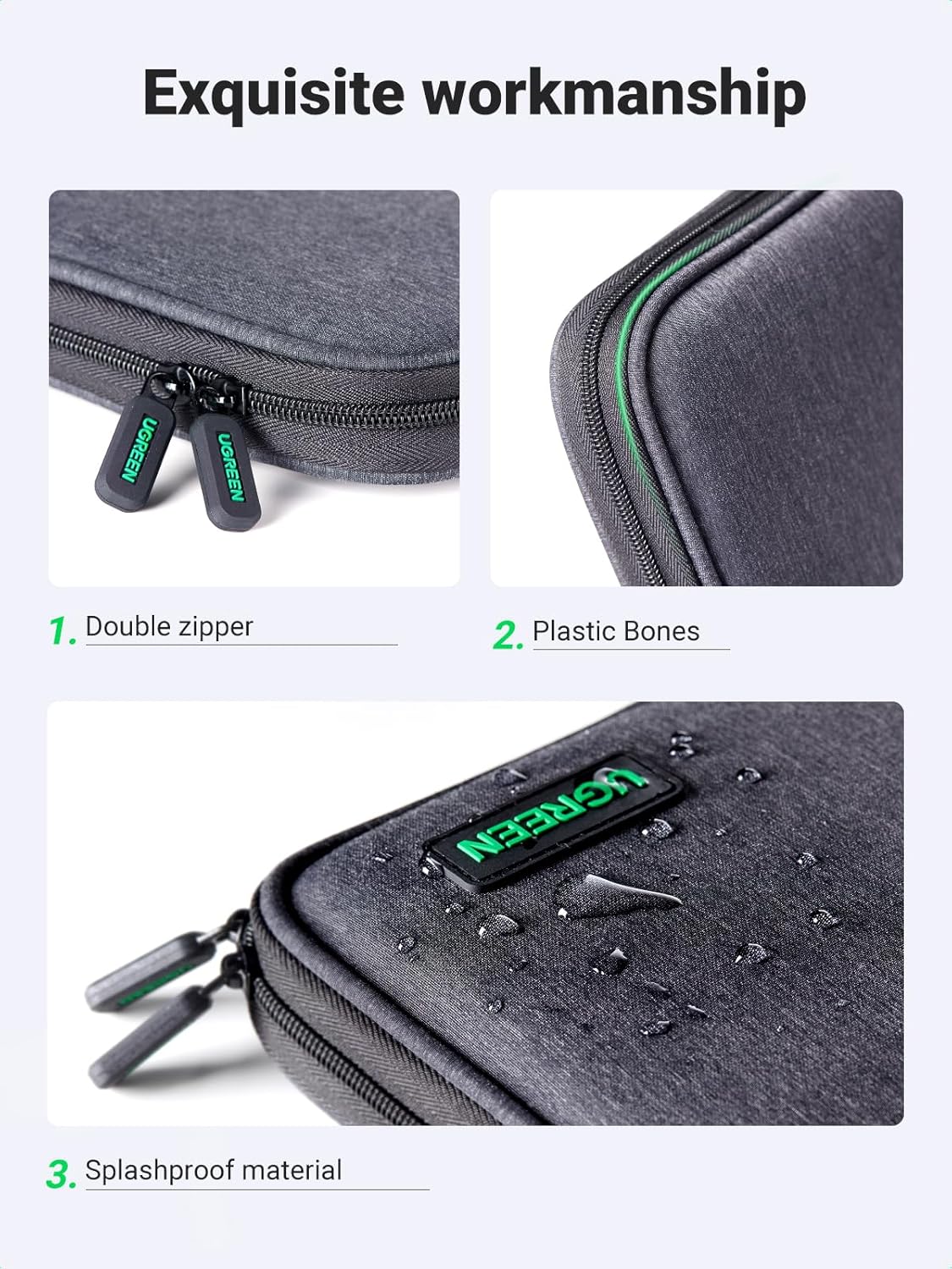 Detalle de UGREEN Organizer Cavi Singolo Strato: Borsa da Viaggio per Cavi e Accessori, 7,9" Tablet e-Altre Necessità