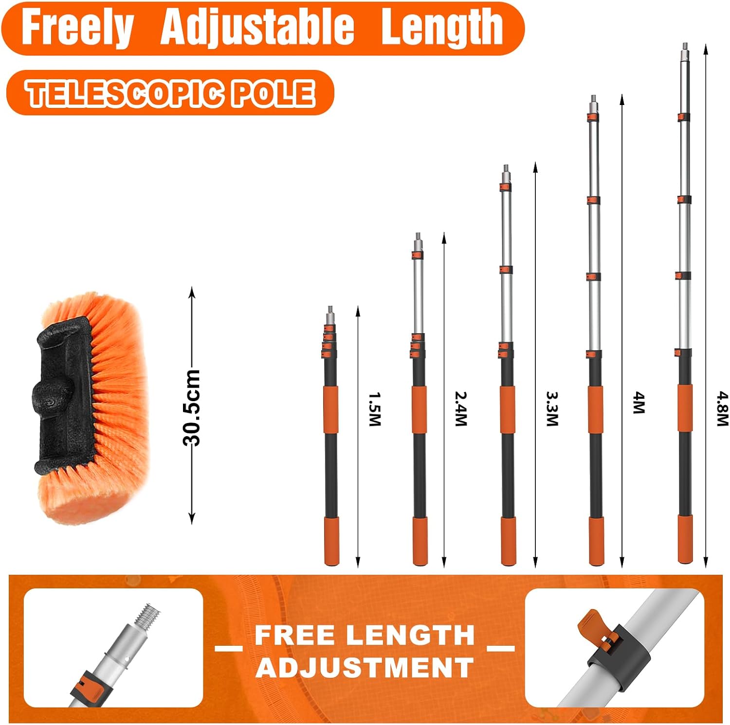 Thumbnail 3 de SISUPASSIE 4.8m Car Wash Brush Long Handle – All-in-One Cleaning Kit