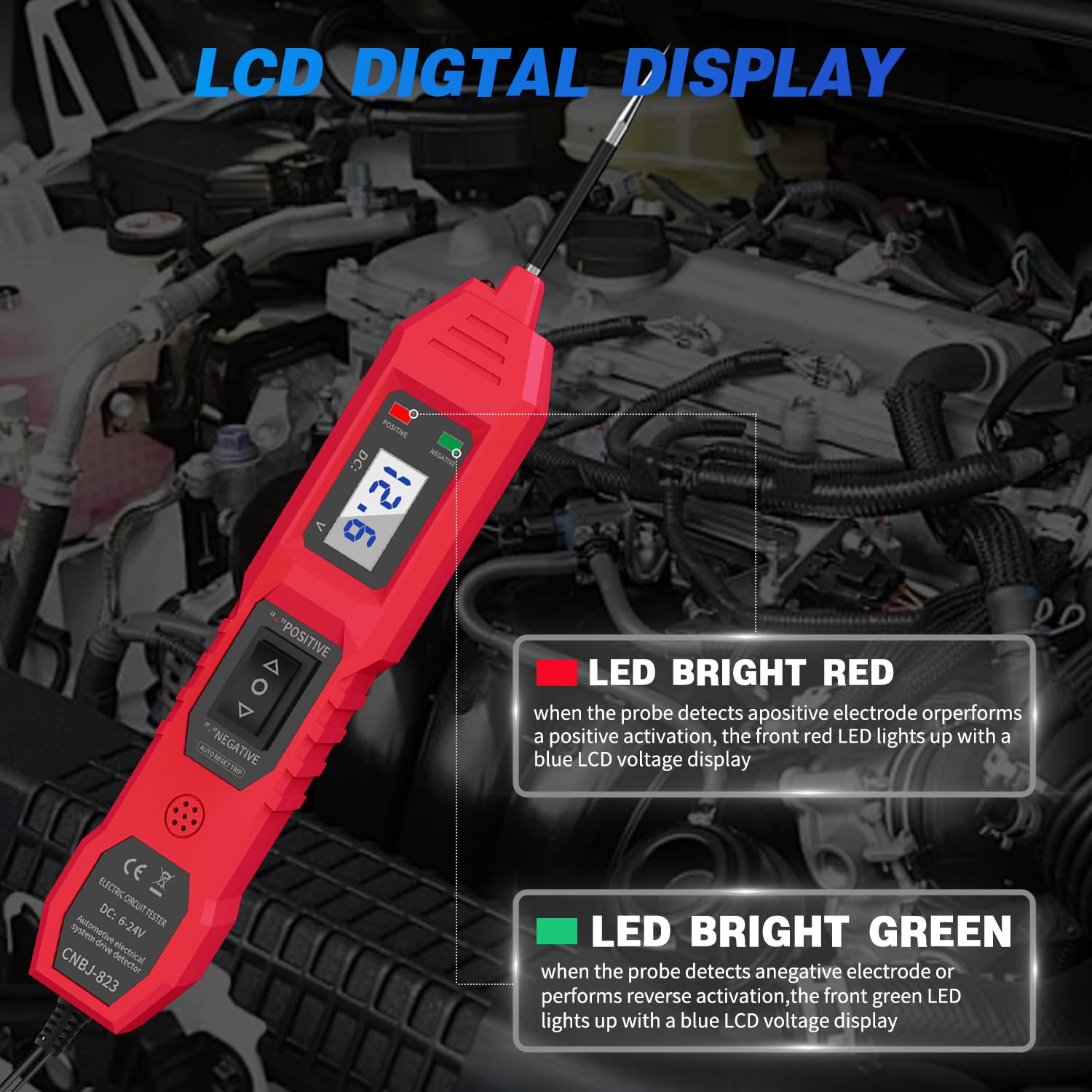 Detalle de Power Circuit Probe Tester 6V/12V/24V DC Automotive Circuit Tester (Short Circuit Finder, Voltage & Continuity)