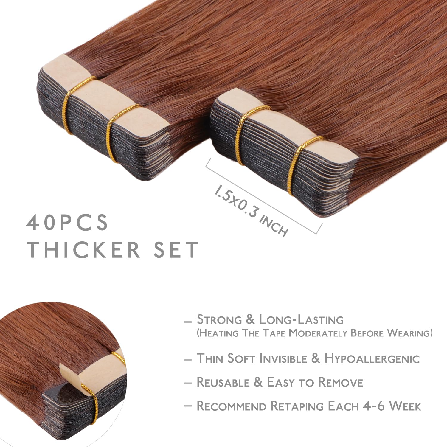 Detalle 1 de WENNALIFE Cinnamon Copper Tape Extensions
