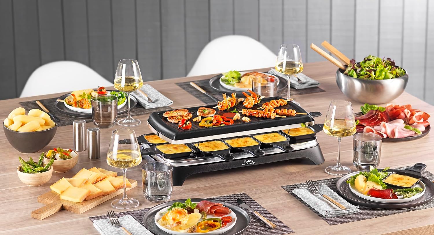 Detalle de Tefal Gourmet 10 Inox & Design RE458812 raclette- en grillstel voor 10 personen