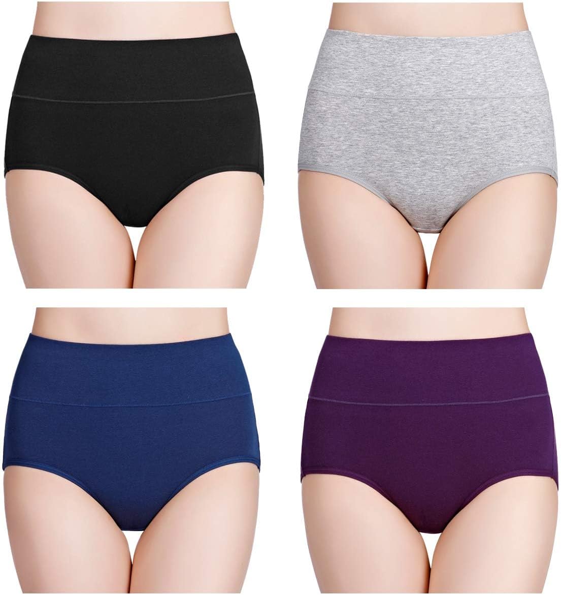 Thumbnail 1 de wirarpa Women's Cotton High Waisted Underwear: Full Coverage Briefs, 4 Pack