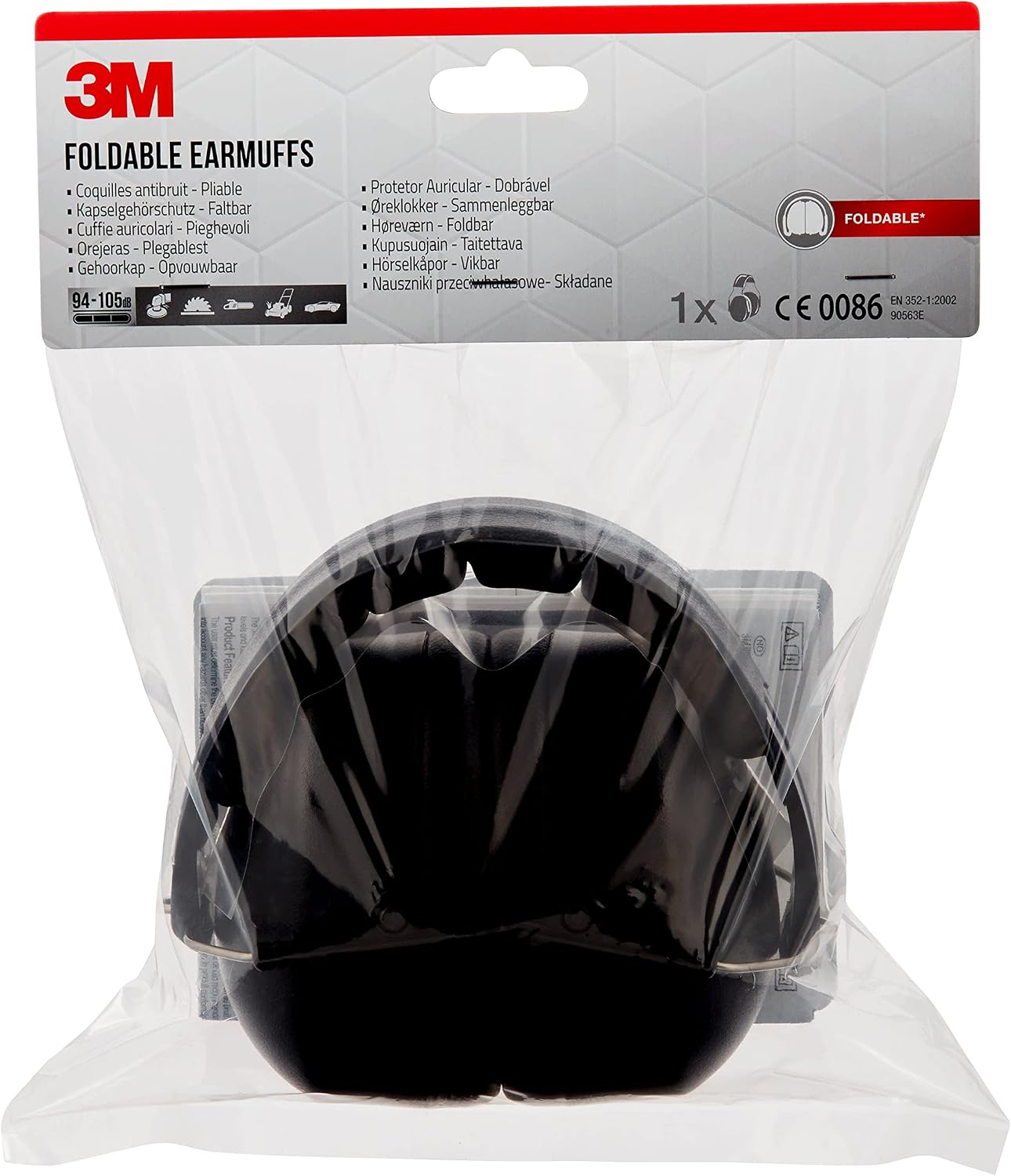 Detalle de 3M Cuffia antirumore pieghevole 90563E – protezione confortevole con cuscinetti morbidi e fascia regolabile