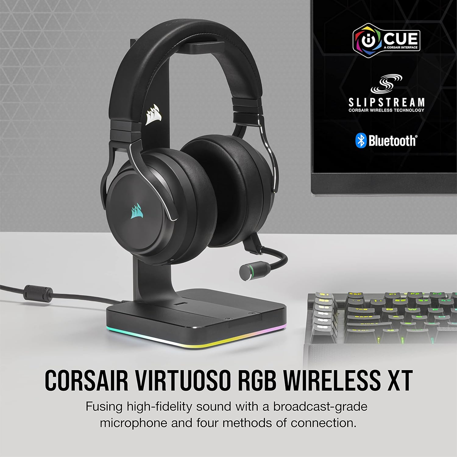 Thumbnail 1 de Corsair Virtuoso RGB Wireless XT Gaming Headset (Wireless + Bluetooth) with Dolby Atmos and Detachable Broadcast Mic