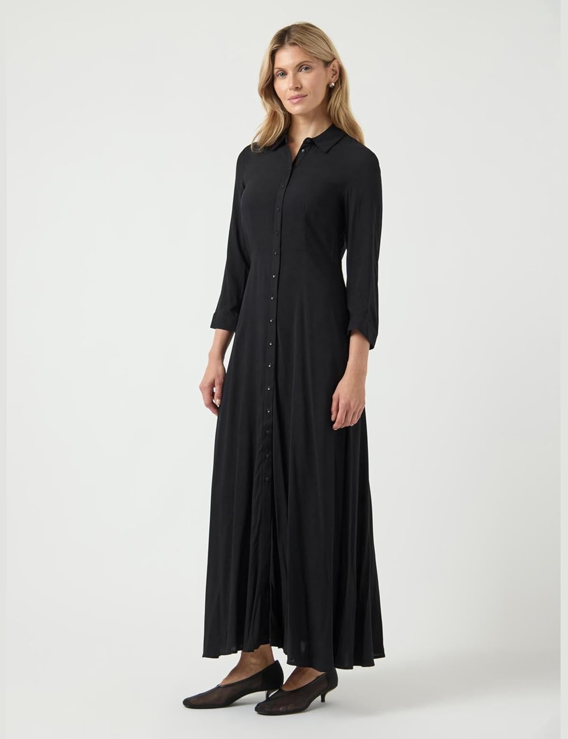 Detalle de YAS Female Kleid YASSAVANNA mit Kent-Kragen und Frontknopfleiste