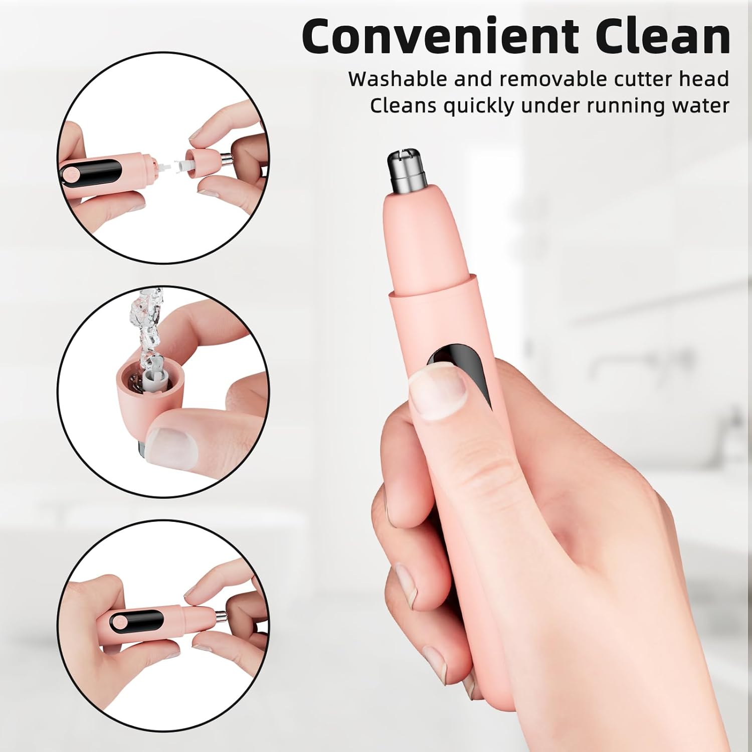 Detalle de Nose Hair Trimmer Rechargeable Cordless – Painless Ear and Eyebrow Trimming Tool