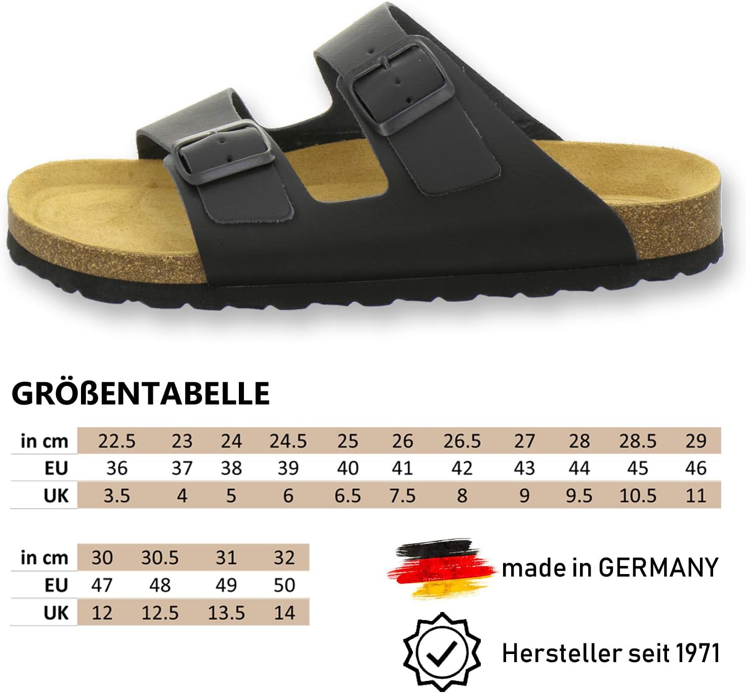 Thumbnail 3 de AFS bequeme Herren-Pantoletten aus Leder (Made in Germany) – verstellbare Schnalle, Größen 36–50