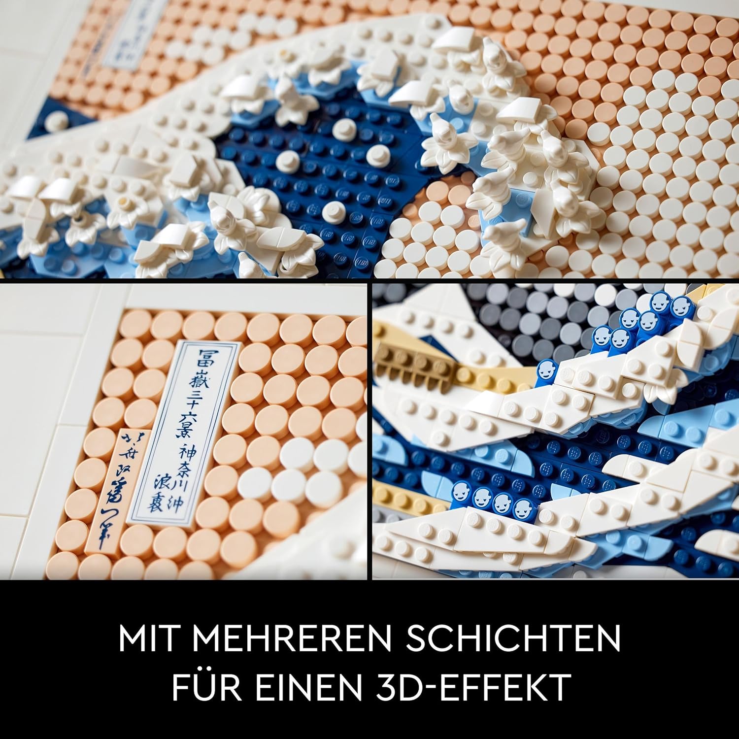 Thumbnail 3 de LEGO Art 31208 „Hokusai – Große Welle“: gerahmte 3D-Wanddeko zum Selberbauen (1.810 Teile)