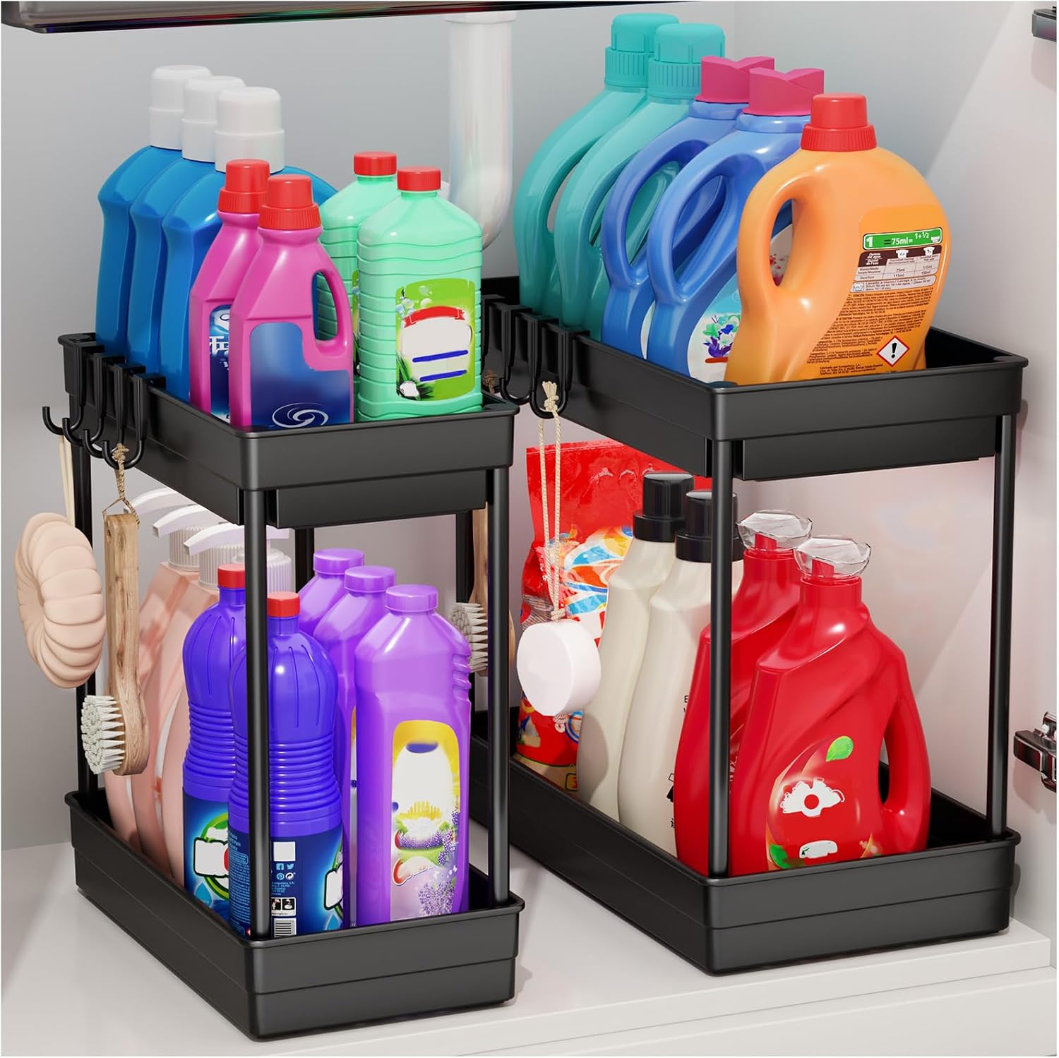 Detalle de PurKeep 2 Pack Under Sink Storage – 2 Tier Kitchen Organisation Rack (Large + Medium)