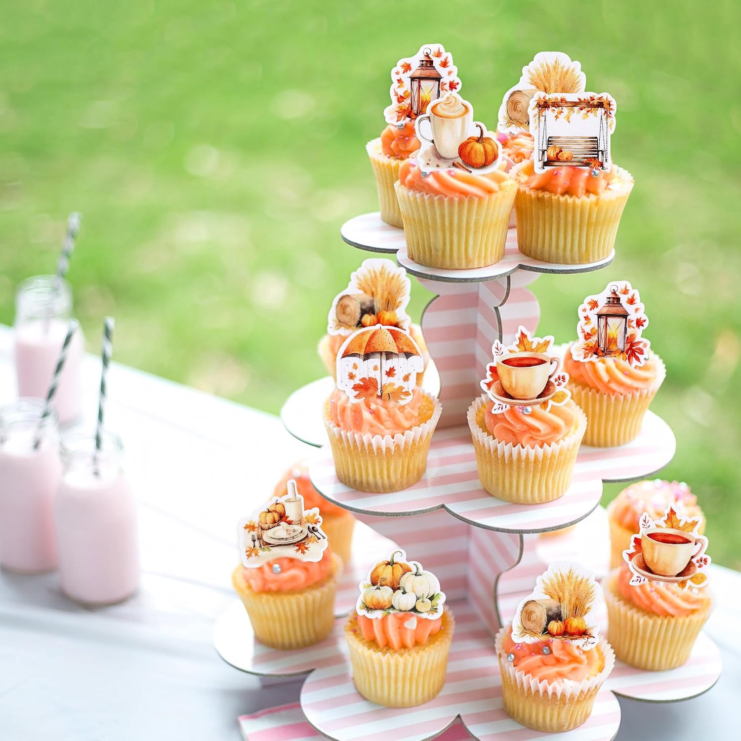 Detalle 2 de Keaziu Edible Hello Fall Cupcake Toppers, 40-Piece Rice Paper Set