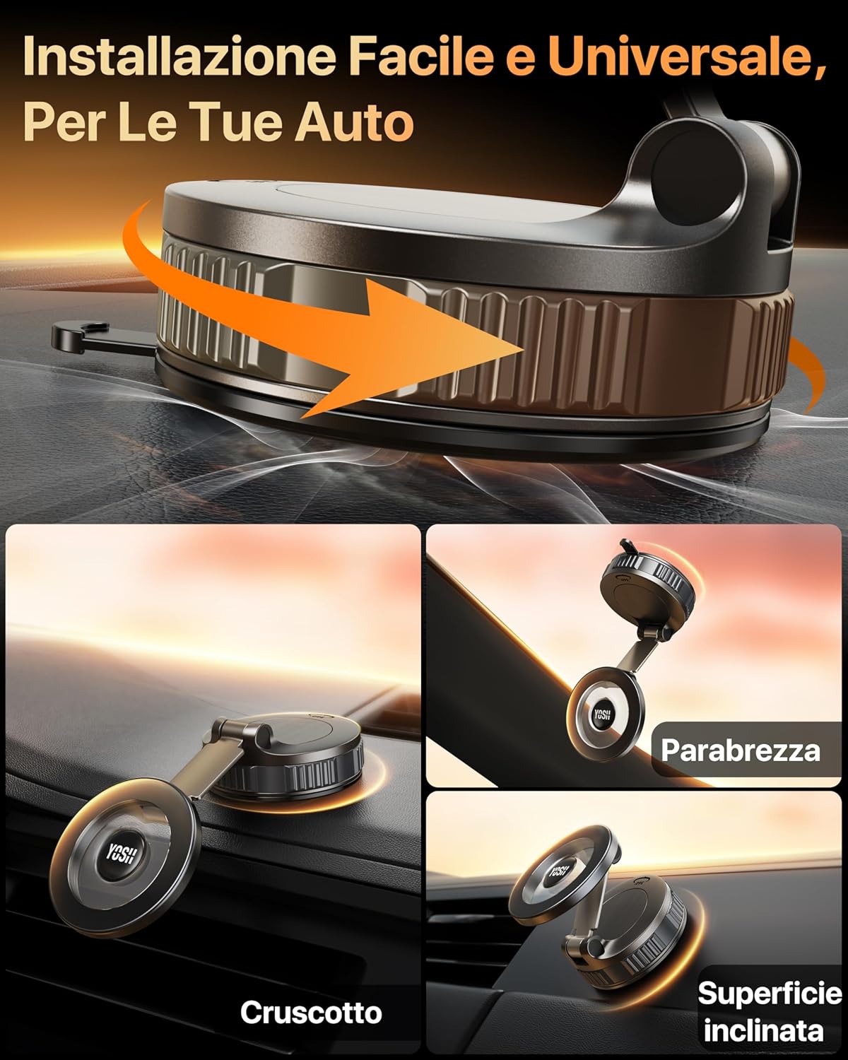 Detalle 2 de YOSH Sottovuoto Porta Cellulare Auto Magnetico 2800 gf