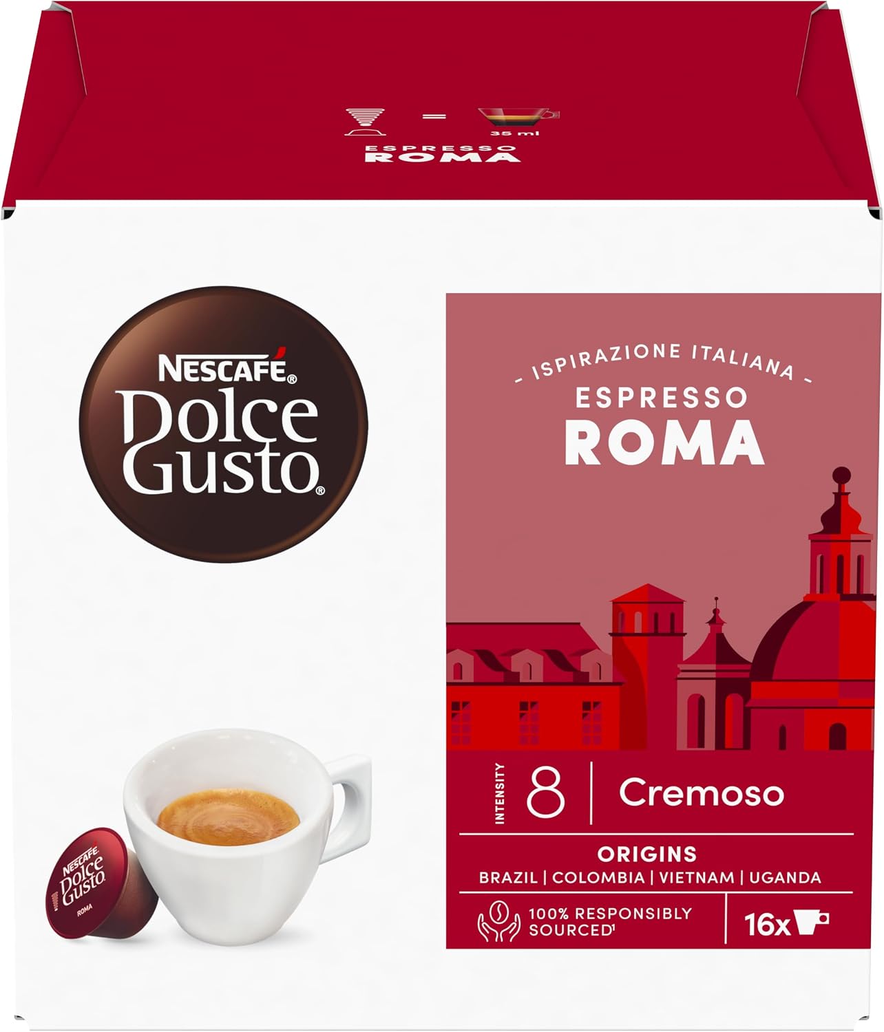 Detalle 2 de NESCAFÉ Dolce Gusto Espresso Roma Caffè – 96 capsule compatibili, intensità 8/13