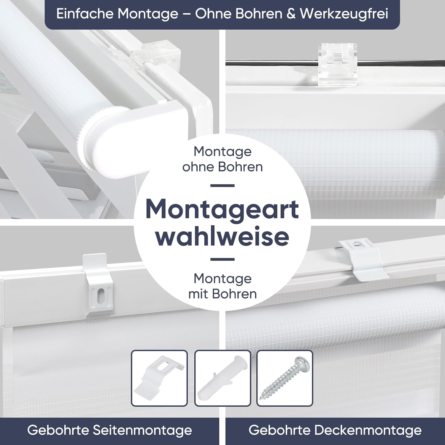 Thumbnail 5 de Sekey Doppelrollo Klemmfix Duo schnurloses Doppelrollo ohne Bohren (60 x 150 cm), weiß