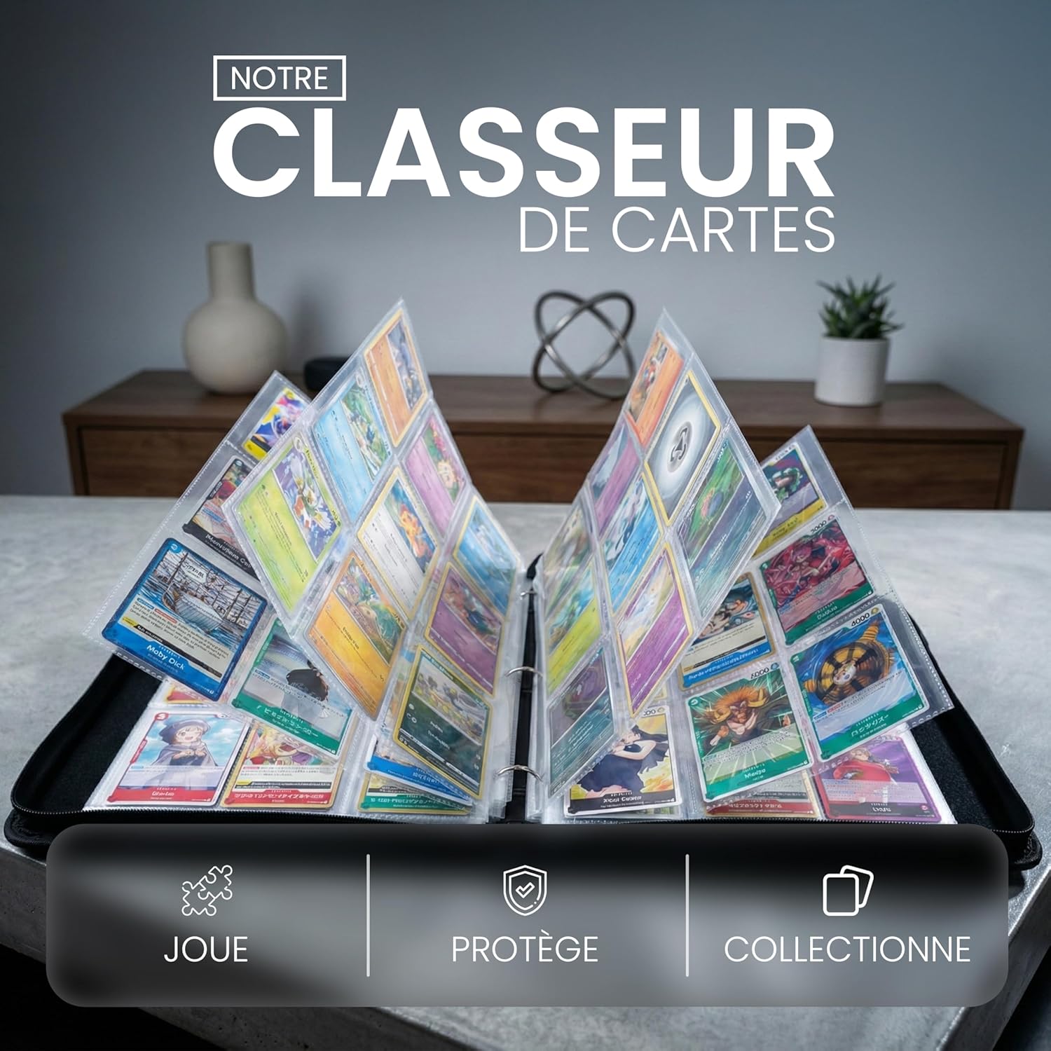Thumbnail 1 de DISTOCK Classeur cartes Pokémon grand format jusqu’à 900 cartes, 50 feuilles et couverture en cuir imperméable