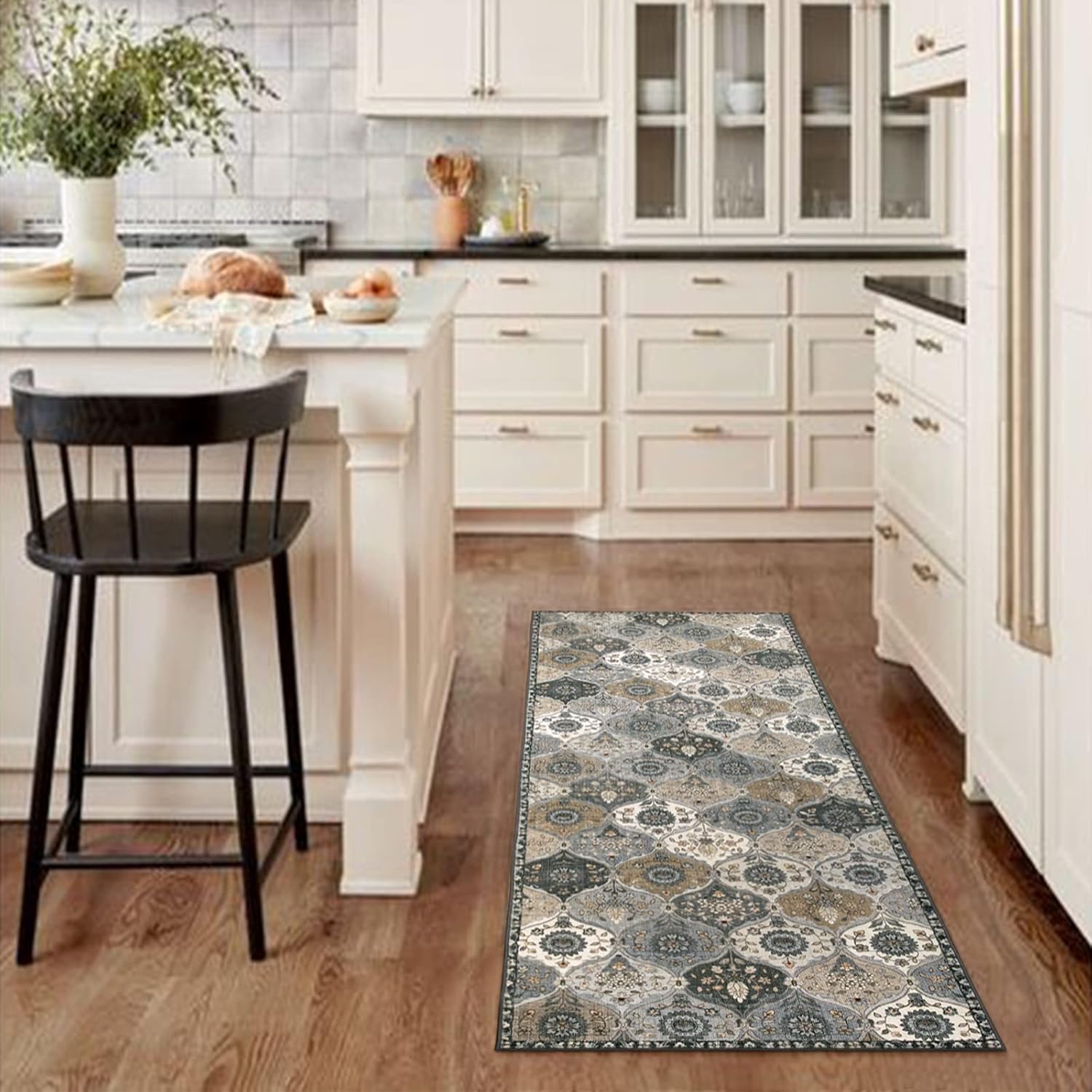 Thumbnail 3 de Lahome Moroccan Kitchen Runner Rug (Elise) — 2'5''x8' ultra-thin washable non-slip hallway carpet in grey
