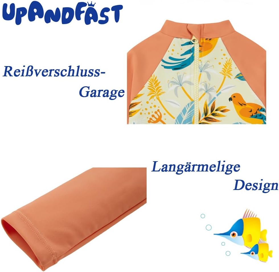 Thumbnail 5 de upandfast Baby Badeanzug mit Sonnenhut UPF 50+ – einteilig mit langem Arm und Reißverschluss-Garage