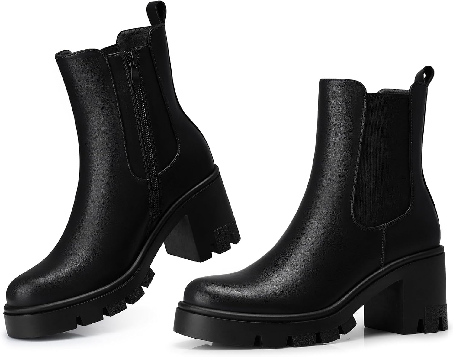 Detalle de CELLENZ Women's Chelsea Ankle Boots, 2.9-Inch Platform and Chunky Heel