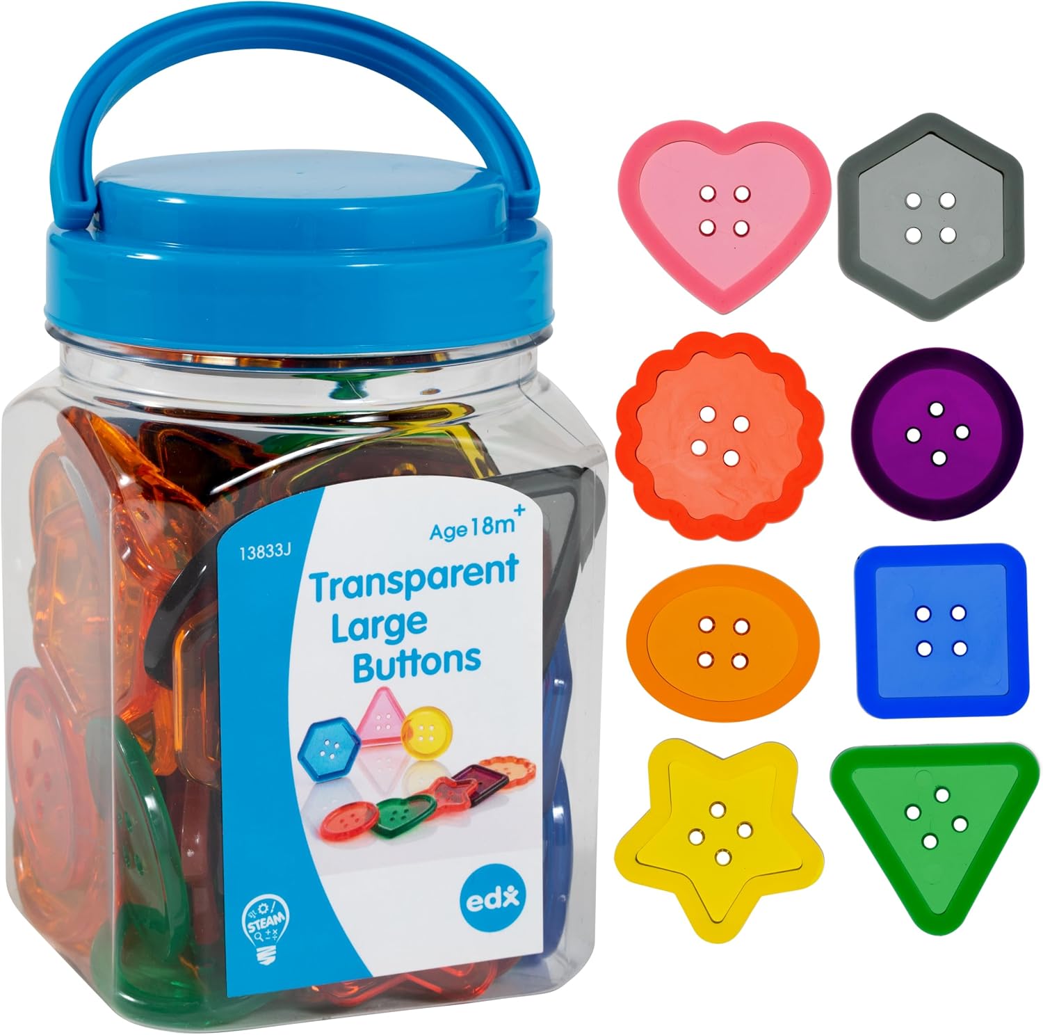 Detalle de edxeducation Transparent Large Buttons 60 pack 🎲