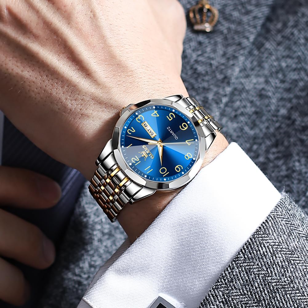 Thumbnail 2 de OLEVS Herrenuhr Business Quarz – Edelstahl, Leuchtend, Datum
