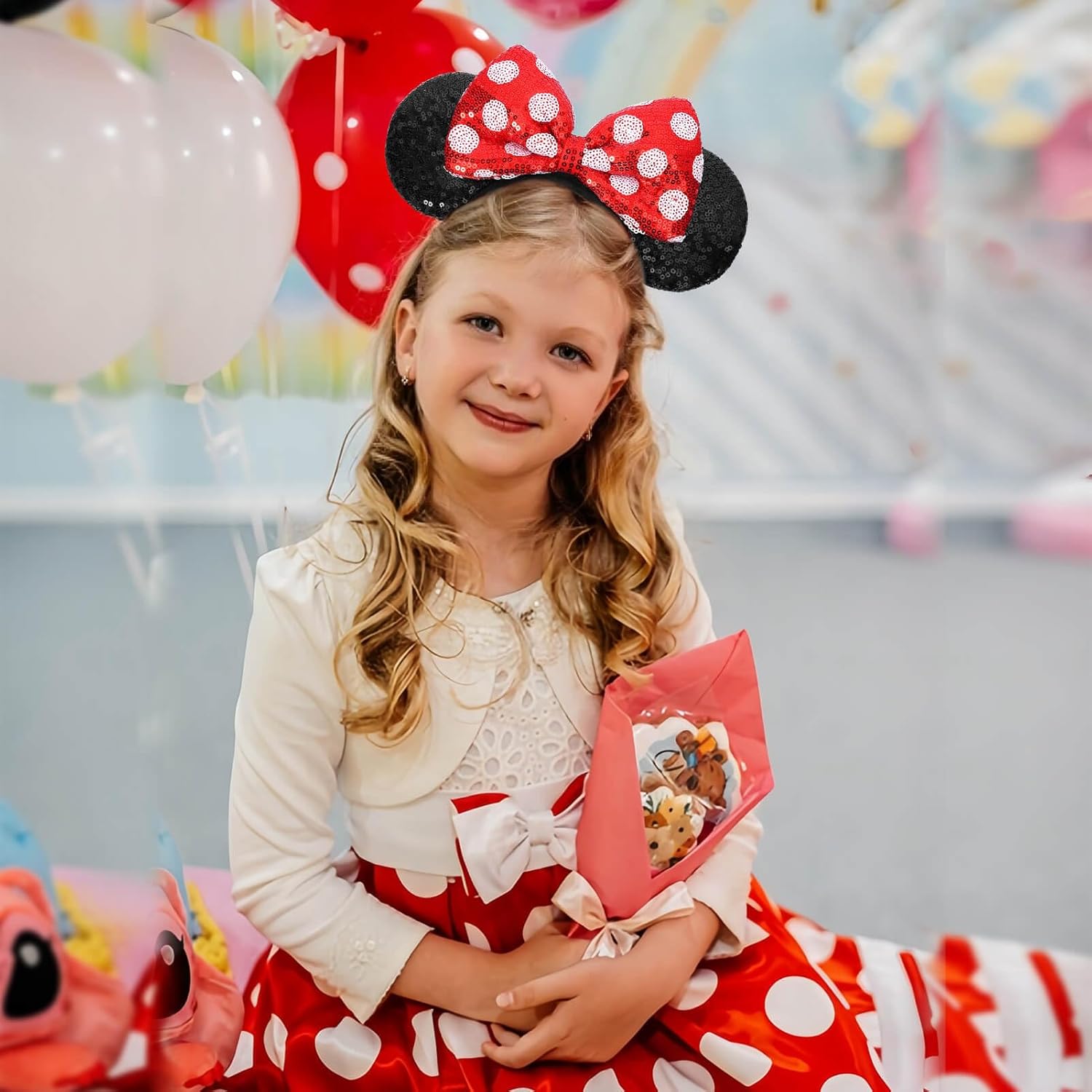 Detalle de Mouse Ears Headband Red Polka Dots