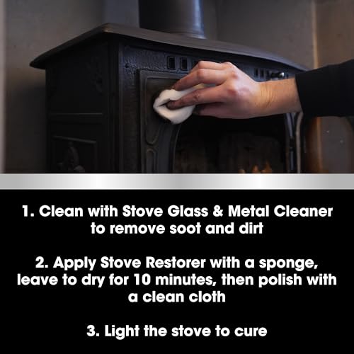 Detalle 2 de Furniture Clinic Stove Restorer – Natural Matt Black Finish for Log Burners, Iron Grates and Fireplaces (250ml)