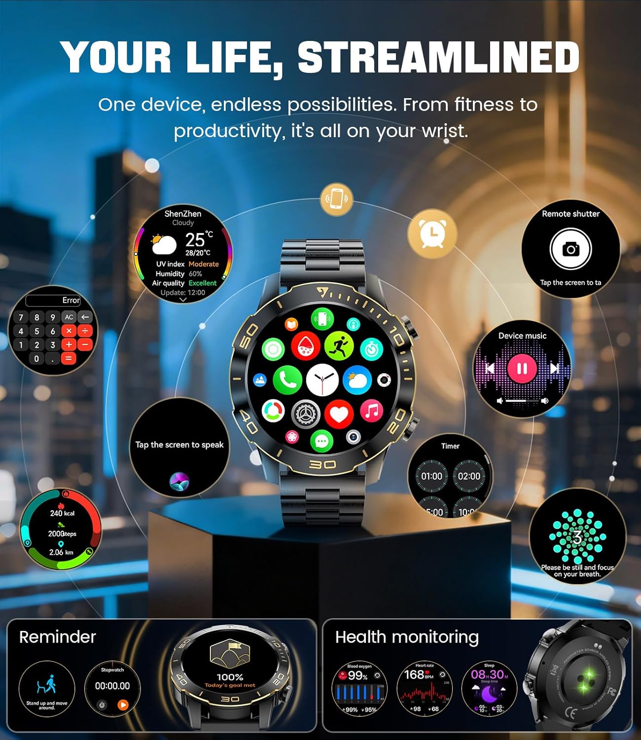 Thumbnail 6 de LIGE Smart Watch for Men with 1.43" AMOLED Display, IP68 Waterproof, 170+ Sports Modes