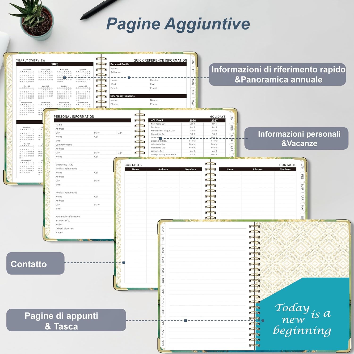 Thumbnail 4 de Gumiho Agenda 2026 Settimanale Spiral A5 (gennaio-dicembre 2026) verde
