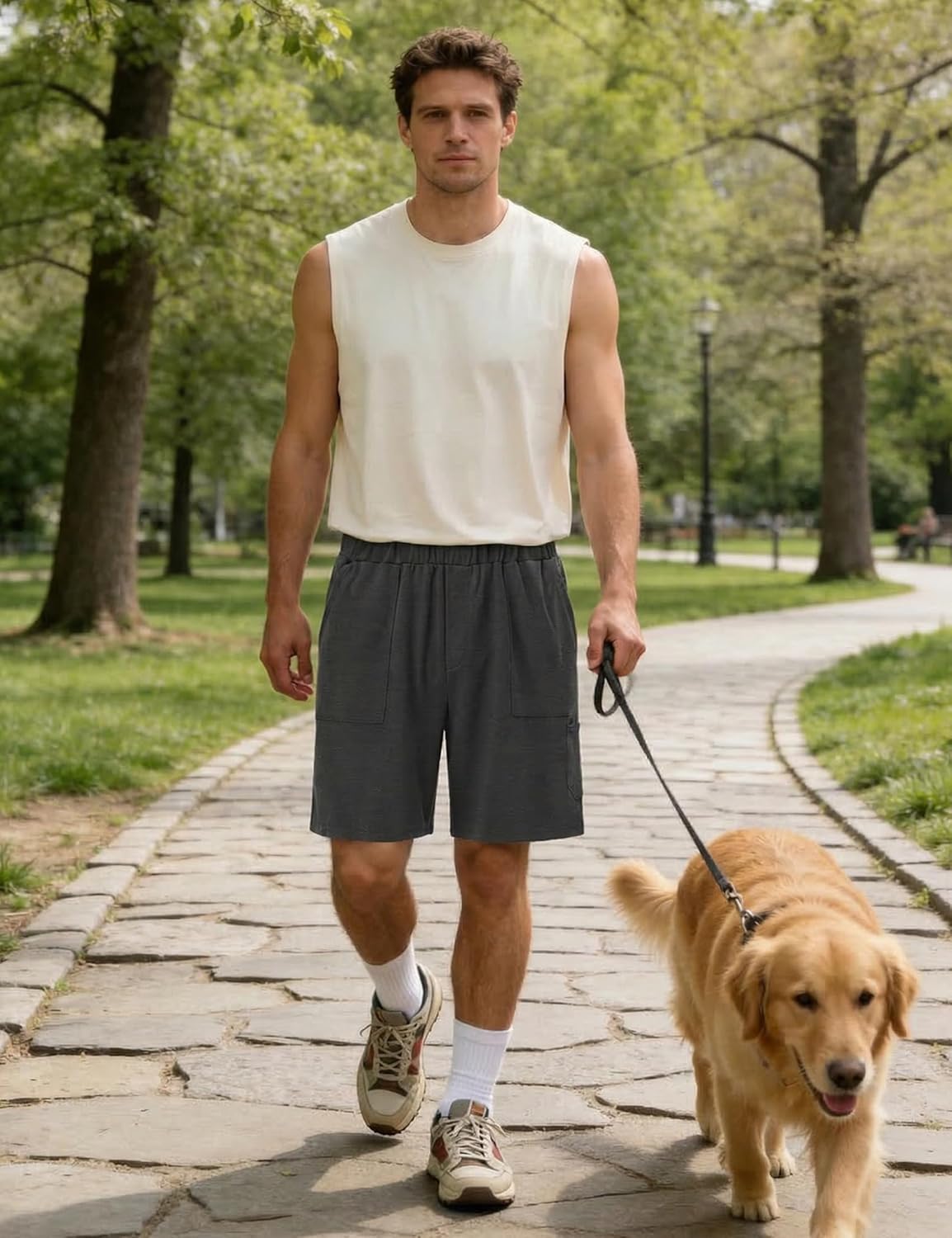 Thumbnail 6 de Wayleb Pantaloncini uomo sportivi in cotone 65% poliestere 35% cotone con tasche S-3XL